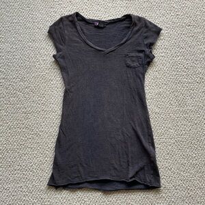 CURE Y2K V-Neck Pocket Indie Sleeze T-Shirt Small Fitted Brown Lizzie McGuire